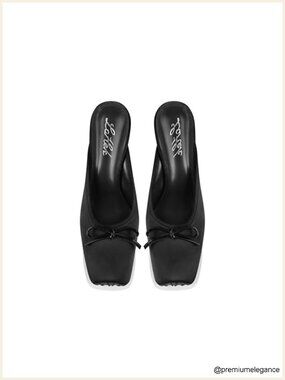 Satin Ballet Mule Kitten Heels Slip On Closed Square Toe Pumps Comfortable